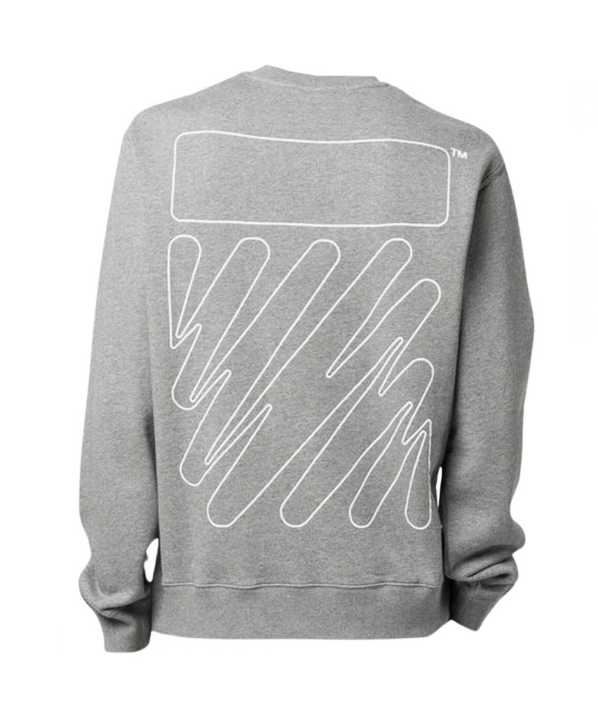 Off White Mens Wave Out Diag Design Grey Slim Sweatshirt Cotton - Size X-Small